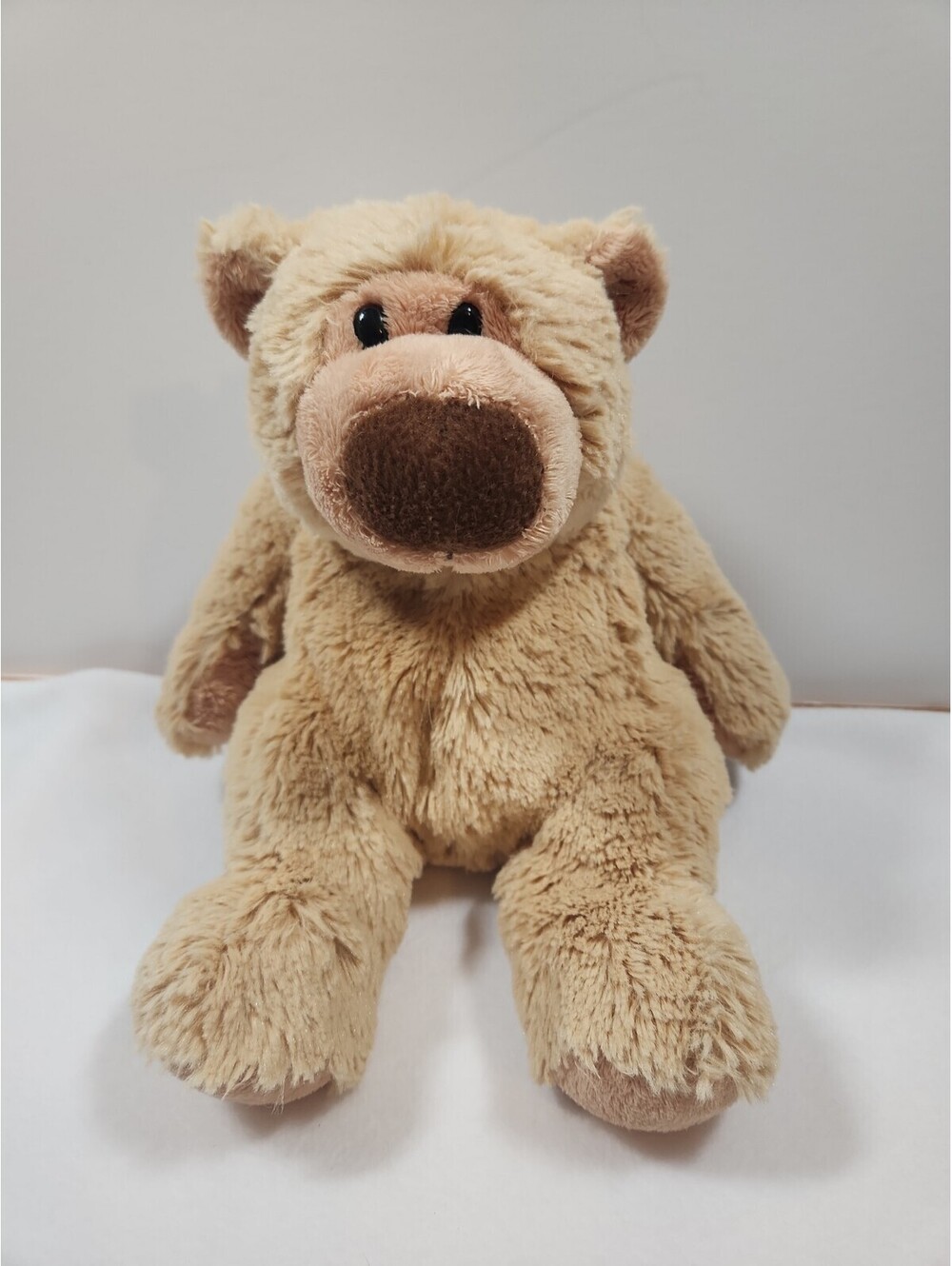 Soft stuffed Animal Bear Plushie, 9", Beige, Sitting